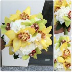 Buchet mireasa orhidee Cymbidium si Hortensie