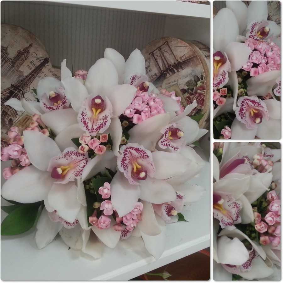 Buchet mireasa orhidee si Bouvardia