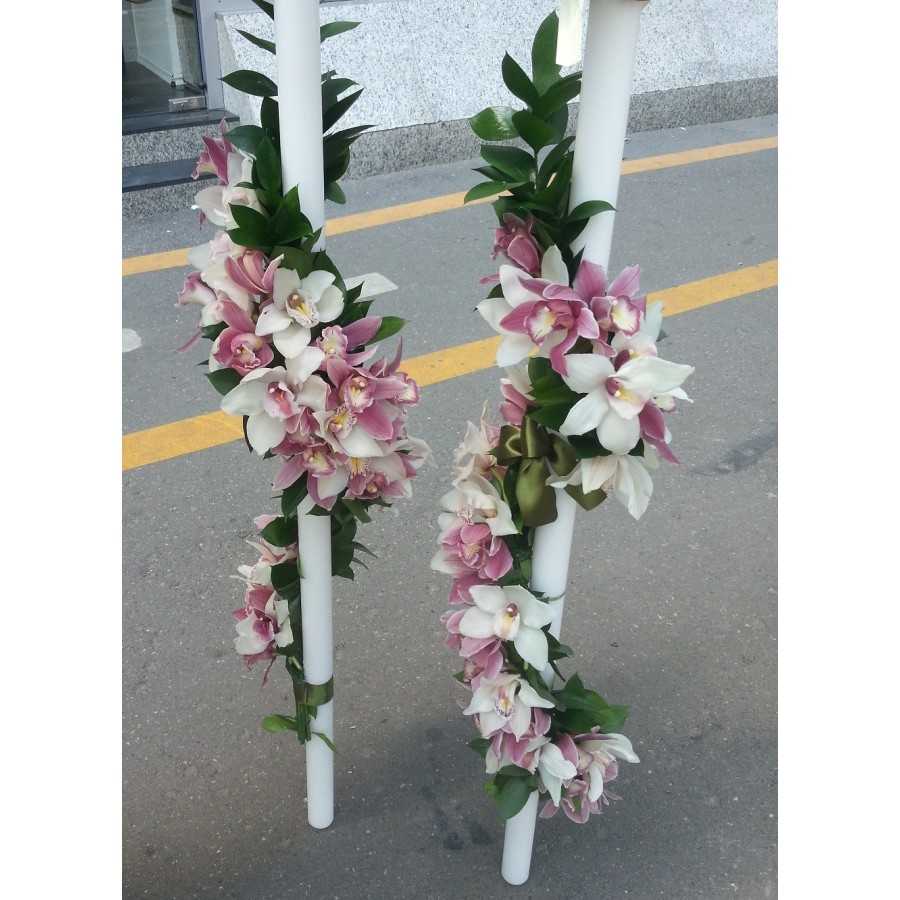 Lumanari nunta ghirlanda orhidee