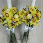 Lumanari nunta frezii mov si orhidee