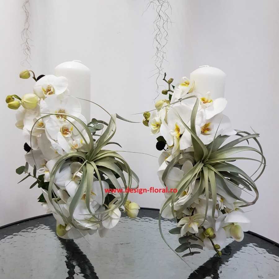 Lumanari nunta orhidee si Tillandsia Xerografica
