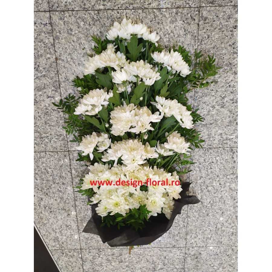 Buchet funerar crizanteme albe