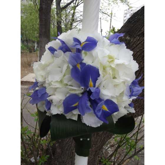 Lumanare botez glob  hortensie si iris