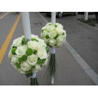 Lumanari nunta glob trandafiri albi