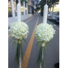 Lumanari nunta glob orhidee si trandafiri albi
